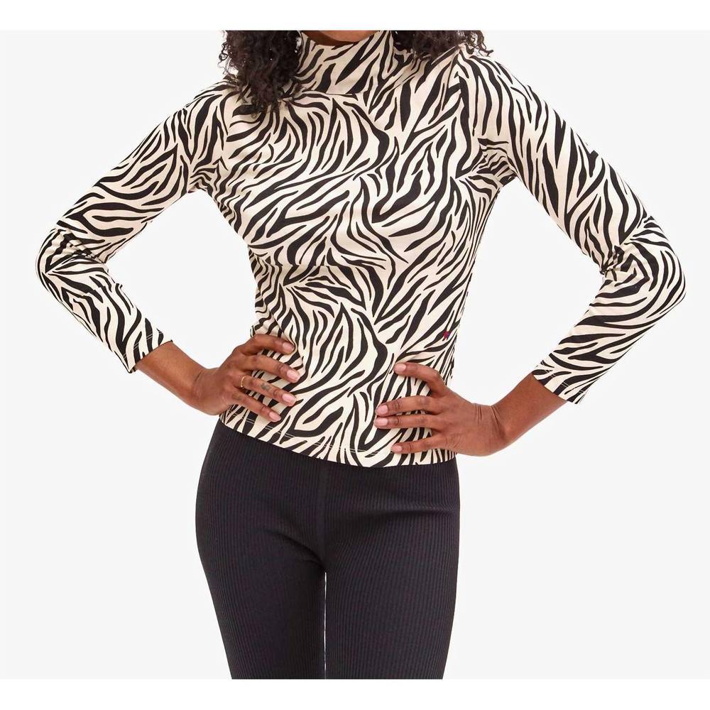 NEW CLARE V. le turtleneck - zebra top in cream/black